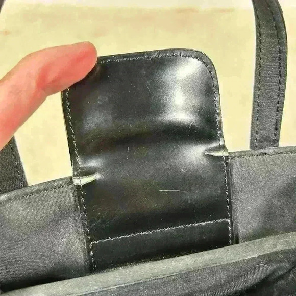 VINTAGE 90s Y2K Black Patent Leather Look Elegant Handbag Purse Women Small - Picture 8 of 13